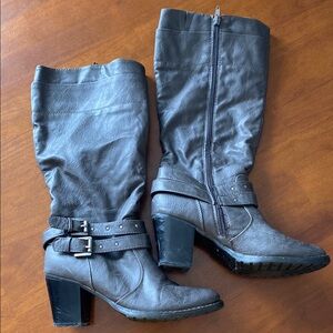 Sonoma Grey Heeled Boots with Chunky Heel